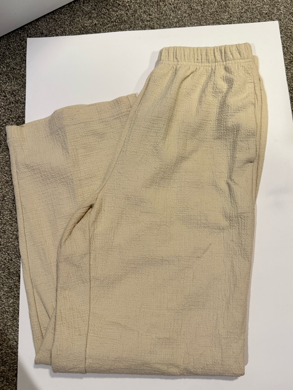 Oak & Fort Elastic Waist Pant - Textured Oatmeal colour